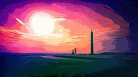 Landschapspark Hoheward in Recklinghausen en de horizonwaarnemingspost op de slakkenberg van Hohewar van Jakob Baranowski - Photography - Video - Photoshop