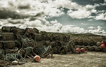 Lobster traps on the quayside