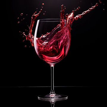 Rode wijn in een glas portret splash van TheXclusive Art