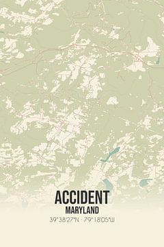 Alte Karte von Accident (Maryland), USA. von Rezona