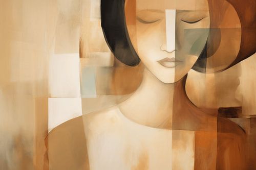 Modern abstract portret in aardetinten