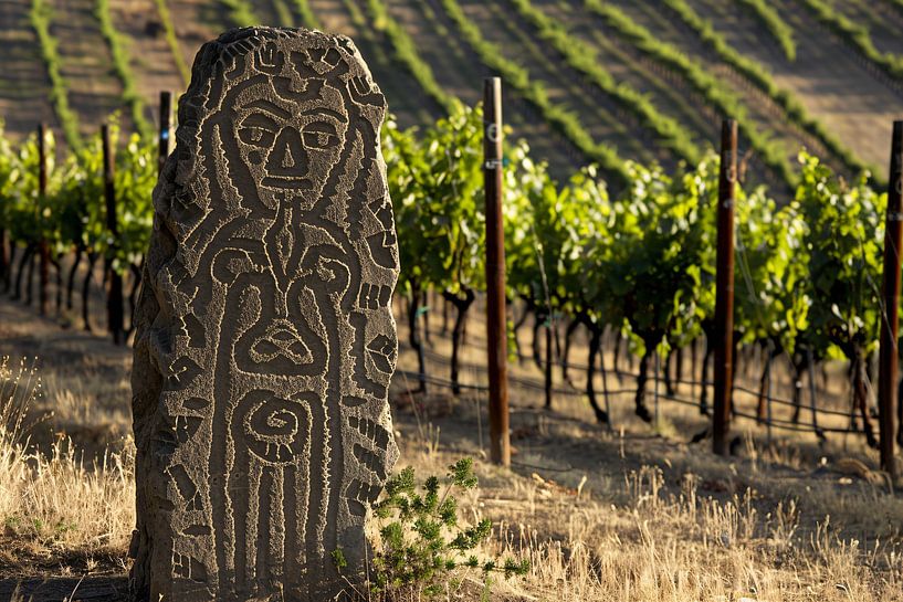 Antike Skulptur, umgeben von Weinbergsgrün von Art & Soul Creations