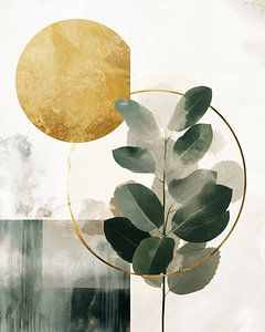 Botanisch, modern und abstrakt in Grün und Gold