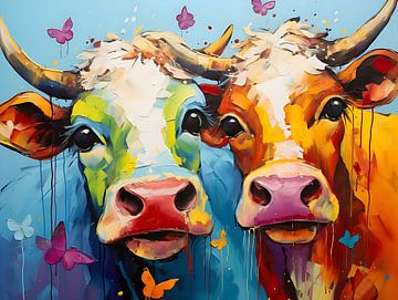 Fröhliche bunte Kühe von PixelPrestige