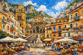 Amalfi in Italy, an impressionist painting. by Gallery Hoppenbrouwers