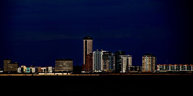 Skyline von Vlissingen - Nacht von Yvonne Blokland