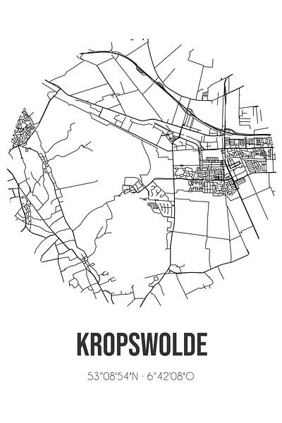 Kropswolde (Groningen) | Map | Black and White by Prints of Place