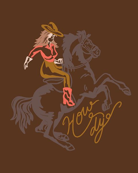 Cowgirl chevauchant un cheval d'élevage par Nikita Jariwala