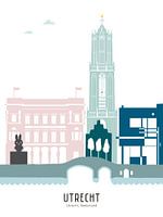 Skyline illustration city of Utrecht in colour
