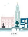Skyline-Illustration Stadt Utrecht in Farbe von Mevrouw Emmer Miniaturansicht