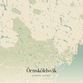 Alte Karte von Örnsköldsvik, Schweden. von Ortsdrucke