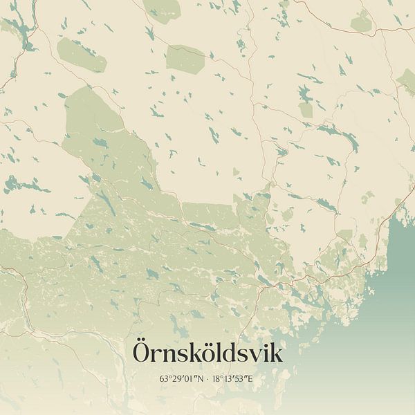 Vintage map of Örnsköldsvik, Sweden. by Prints of Place