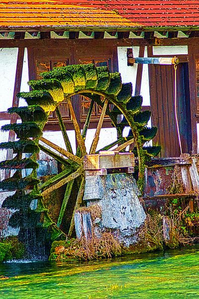 Waterwheel at the Blautopf Blaubeueren von Photoart-Naegele