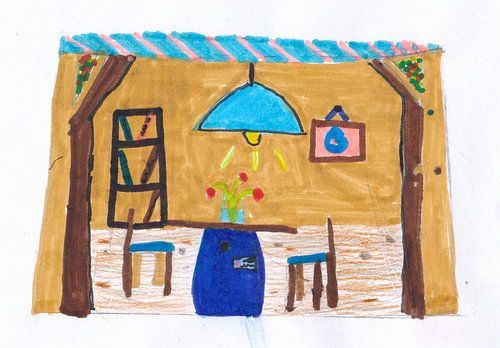 Nature morte de salon avec lampe et table