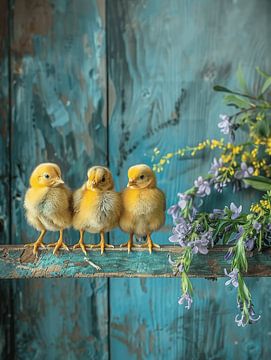 Happy spring, three chicks in a row by Studio Allee