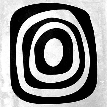 Abstracte geometrische zwarte en witte cirkels 2 van Dina Dankers