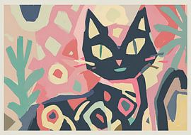 Abstrakte Katze in leuchtenden Pastellfarben von Niklas Maximilian