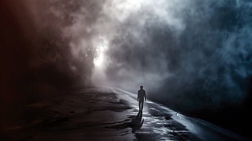Straat met mysterieus licht