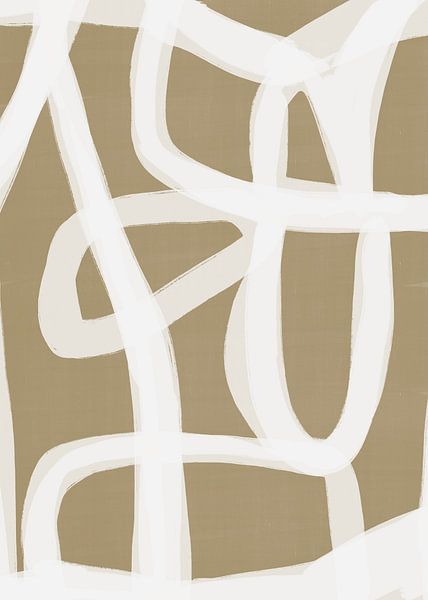 Japandi Brush Stroke Flow #1 | Brown White by Bohomadic Studio