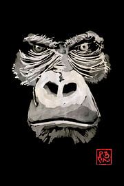 angry gorilla in dark by Péchane Sumie