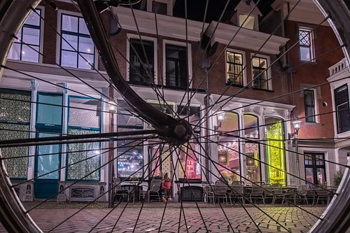 Deventer, Bicyclette, Tir du soir, Longue exposition. sur Frank Slaghuis