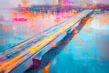 Kleurrijke abstracte brug over water van Imperial Art House