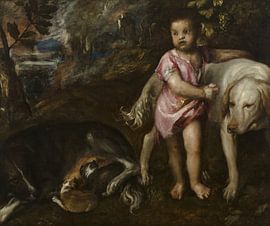 Boy with Dogs in a Landscape, Titiaan