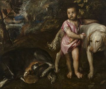 Knabe mit Hunden in einer Landschaft, Tizian