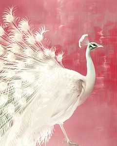 Weißer Pfau in Pastellrosa