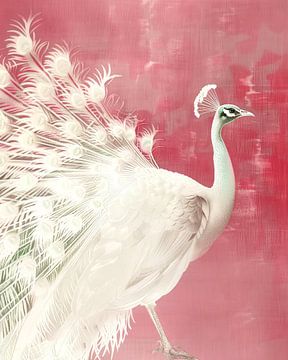 Witte Pauw in Pastel Roze van ByNoukk
