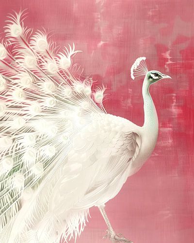 Witte Pauw in Pastel Roze