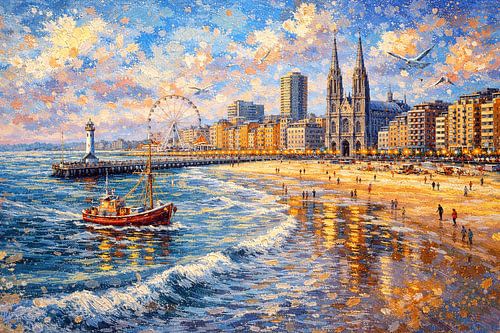 Oostende, België, een impressionistisch schilderij.