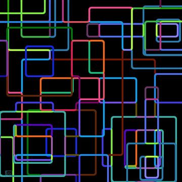 Gekleurde netwerken op zwart van Elli Ros