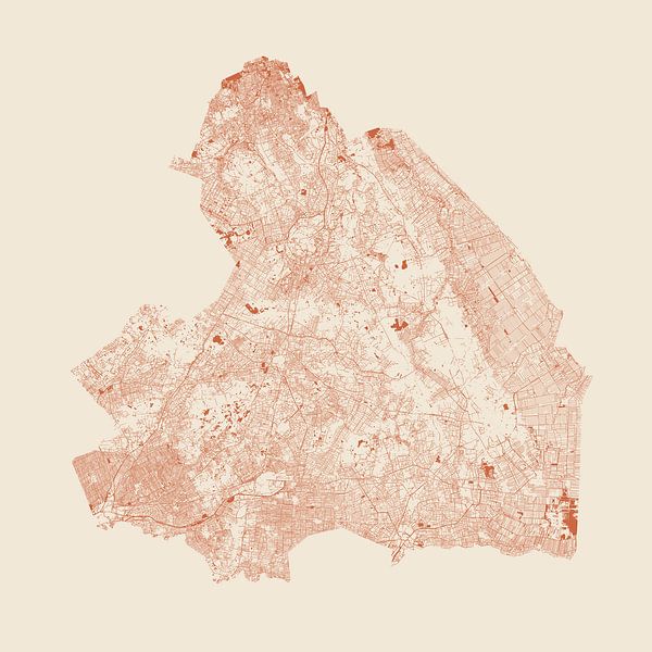 Wateren van Drenthe in Terracotta stijl van Maps Are Art