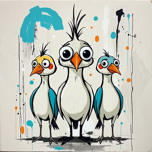 Onaangepast - Drie vogels met houding