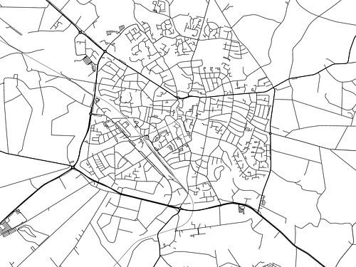 Kaart van Winterswijk in Zwart Wit