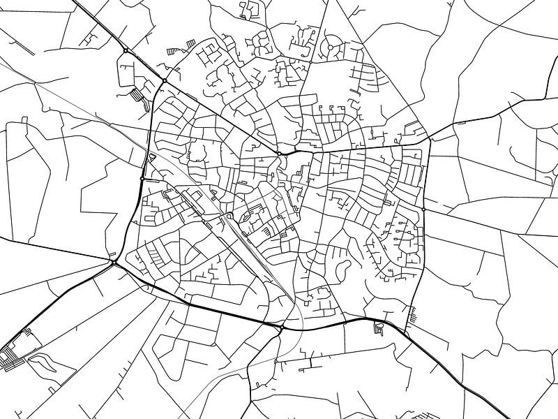 Map of Winterswijk in Black and Wite by De Kaartenwinkel