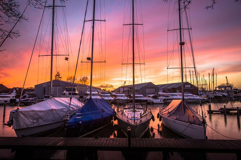 Boats at the harbor in Muiden by Omri Raviv