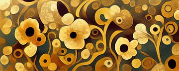 Een patroon van bloemen de stijl van Gustav Klimt van Whale & Sons