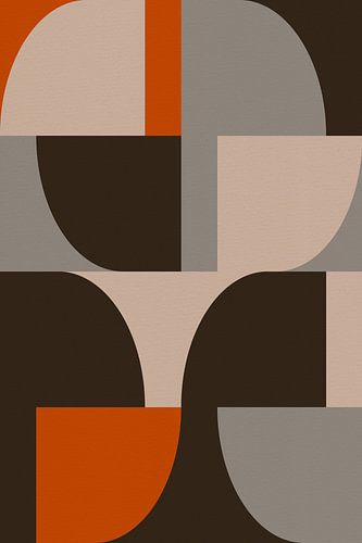 Minimalistische muurkunst met abstracte retro vormen