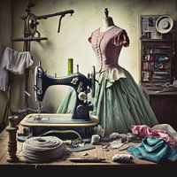 Tailoring sewing room nostalgic sewing machine dress fabric
