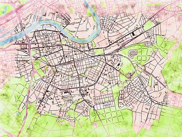 Kaart van Offenbach am Main in de stijl 'Soothing Spring' van Maporia