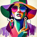 Woman with hat, sunglasses and earrings by Digital Art Nederland thumbnail