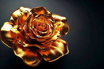Gouden roos op zwart fluwelen achtergrond van De Muurdecoratie