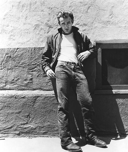 James Dean op de set van Rebel Without A Cause, 1955