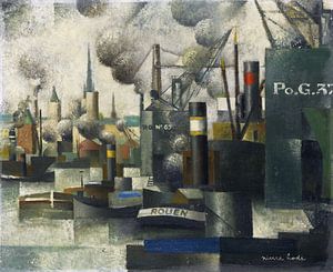 PIERRE HODÉ, Im Hafen von Rouen, 1925