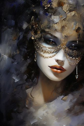 Schwarz-Gold-Maske Portrait