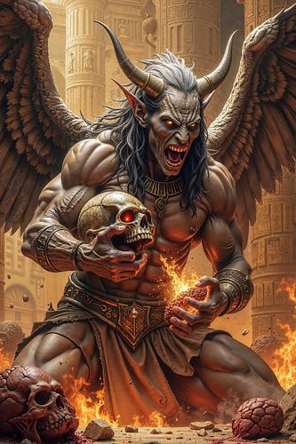 Dark Fantasy Gothic Wall Art: MORVALKAR - The Winged Demon with a Skull