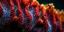 Blauwe Stroming - Vuurkoraal Muur Canvas van Surreal Media