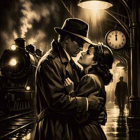 Zeitloser Noir Abschied auf dem Bahnhof von Dodik Hariyono